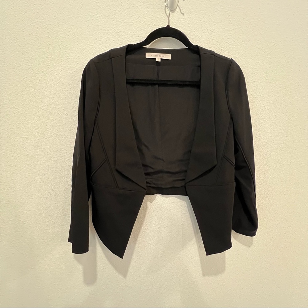 Brian Reyes Black Angled Blazer Jacket Size 4 Asymmetrical Quiet Luxury